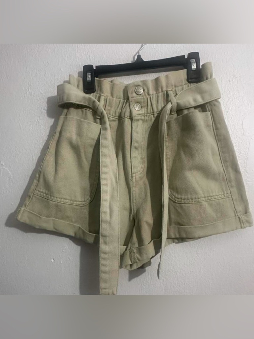 NWT Forever 21 Soft Denim Belted Shorts Sz SMALL Mint Color